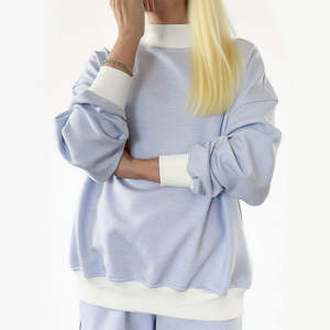 Sweat-shirt à capuche oversize pour femme, style hiver, col rond, polaire, imperméable, respirant, 100% coton, logo au dos - Product Image 1