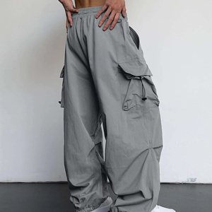 Pantalon de survêtement en toile pour hommes Streetwear de haute qualité Séchage rapide Respirant Lavé Jambes larges - Product Image 5