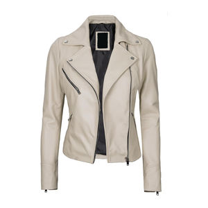 Chaquetas de Cuero para Motocicleta para Mujer, con Cuello Alto, Transpirables y Personalizables, Chaqueta de Cuero Genuino para Mujer en Nurak - Product Image 3