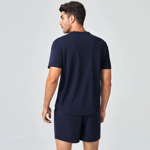 ชุดเสื้อยืดคอกลมสำหรับผู้ชายชุดกางเกงขาสั้นผ้าคอตตอนออร์แกนิกสำหรับ100% ชุดกางเกงขาสั้นชุดสูทแฝดแบบออกแบบได้ตามต้องการ - Product Image 2