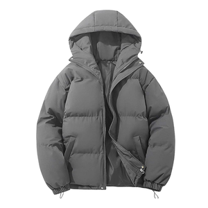 Fashion Autumn Winter Solid Color Unisex Puffer Jackets New Style Quilted Hooded Thickened Casual Coat - Product Image 4