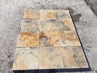 Dalles de pavé en travertin clair, finition polie, 25x25cm, échantillon, durables, modernes, faciles à poser, pour allées et sols de jardin, fabriquées en Turquie
