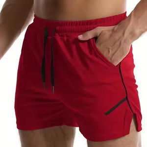 Pantalones cortos de ejercicio con cordón de lona transpirable para hombre, pantalones cortos de entrenamiento deportivo de poliéster suave y secado rápido para levantamiento de pesas - Product Image 1