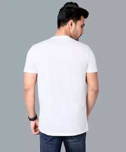 เสื้อยืดคอกลมสำหรับผู้ชายทรงพอดีตัวเสื้อยืดสีขาวลายตัวอักษรสีขาวสำหรับใส่ลำลอง - Product Image 4