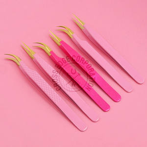 Pince à cils personnalisée à pointe en fibre, droite, pour isolation, volume russe, avec poignée diamant, en acier inoxydable, outil pour extensions de cils - Product Image 1