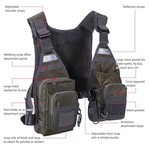 Chaleco de pesca con mosca ligero con múltiples bolsillos transpirable ajustable al aire libre utilidad chaleco para hombres senderismo kayak equipo - Product Image 4