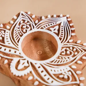 Handcrafted Wooden <b>Tealight</b> <b>Holder</b> for Eco-Friendly Homes for Diwali and Christmas Decorations from India - Product Image 4