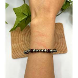 Navajo Made Purple Spiny Oyster & Sterling Silver Link <b>Bracelet</b> Strung for Gift - Product Image 3