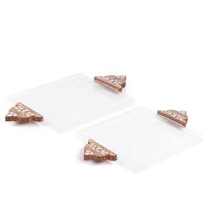 Elegant Candy and Chocolate Serving for Ramadan and Gifting Luxury Acrylic Tray with Custom Mother of Pearl Inlay & Natural Wood - Product Image 3
