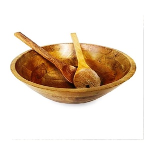 Elegant Natural <b>Wood</b> Bowls <b>Set</b> with Serving Tongs Disposable Eco-Friendly Dishwasher Safe Weddings Handicraft - Product Image 1