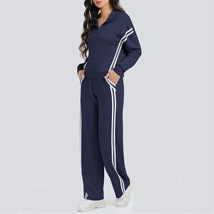 Ensemble 2 pièces pour femmes, grande taille, hiver, uni, à capuche, fermeture à cordon, léger, respirant, séchage rapide, polyester/coton, logo personnalisé - Product Image 5