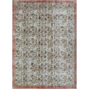 พรมขนสัตว์ลายดอกไม้สไตล์วินเทจ สีเบจ-น้ำตาล ทอมือ สำหรับตกแต่งบ้าน ห้องนั่งเล่น ห้องโถง รุ่น-Pae-2737 - Product Image 1