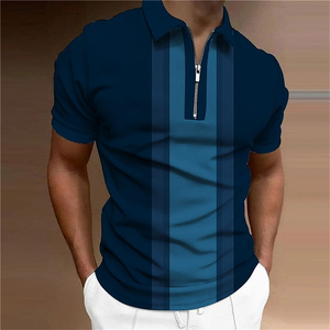 Men's Striped Short Sleeve Polo Shirts Custom Logo Printing Wholesale Anti-Wrinkle Polyester <b>Knitted</b> Free Shipping Shirt - Product Image 5