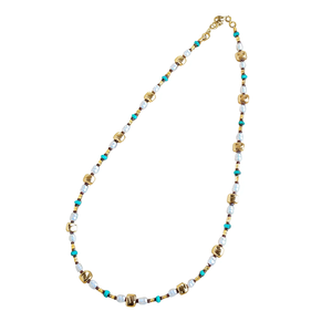 Collier élégant plaqué or avec perles et pierres turquoise pour la revente - Product Image 2
