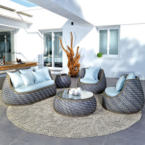 Ghế mây ngoài trời ba mảnh ngoài trời ban công sofa sân kết hợp Bắc Âu bàn trà đơn giản Bộ sofa giản dị - Product Image 1