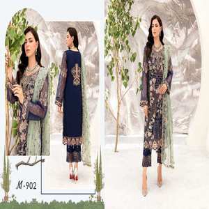 Ramsha Collection Women's Organza Salwar Kameez with Heavy Embroidery for Indian <b>Pakistani</b> Wedding <b>Dresses</b> and Parties - Product Image 3