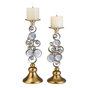 Porte-bougie en métal finition antique, support de bougie pour l'éclairage et la décoration de la maison, ensemble élégant de porte-bougie décoratif - Product Image 1