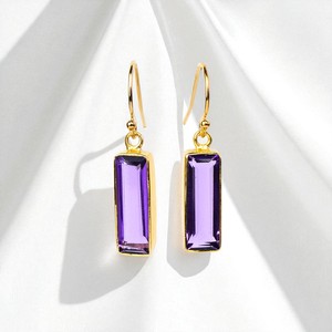 Amethyst Bar Gemstone <b>Drop</b> <b>Earrings</b> Birthstone <b>Silver</b> Dangle <b>Earrings</b> 925 <b>Silver</b> Gemstone Women <b>Earrings</b> Wholesale - Product Image 4