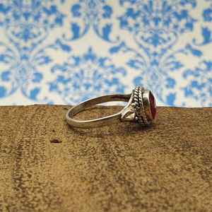 925 Silver Designer <b>Ring</b> Handmade Artisan Crafted with Ruby Gemstone Main Stone Diamond <b>Plain</b> Jewelry - Product Image 4