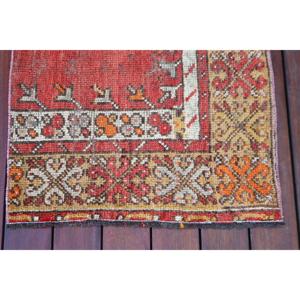 Alfombra Turca Vintage, Pequeña, 1.7x2.6 pies (53x80 cm), Alfombra Roja de Lana del Suroeste - Product Image 5