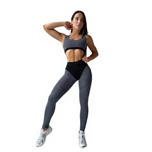 Ensemble de yoga sportif 2 pièces sans manches pour femme, couleur unie, respirant, en coton tricoté, tenue de sport mi-mollet, coupe régulière, blazer d'été - Product Image 1