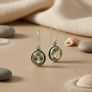 Boucles d'oreilles pendantes en argent 925 avec améthyste verte pour femmes, produit cadeau tendance - Product Image 2