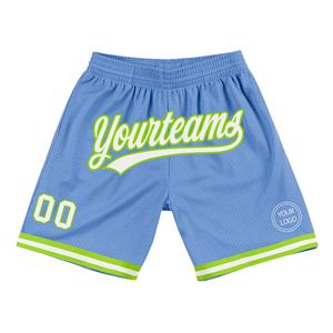 Industrie Direct Engro Sportswear Pantalones cortos de baloncesto Custom Light Blue White-Neon Green Authentic Throwback Basketball Shorts - Product Image 1