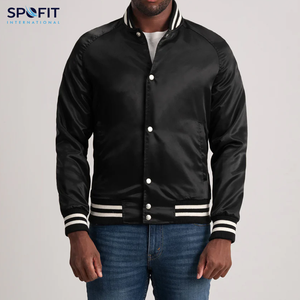 เสื้อแจ็คเก็ตเบสบอลแบบกำหนดเองสำหรับผู้ชาย ปักลายด้านหน้า ระบายอากาศได้ดี เหมาะสำหรับฤดูหนาว สไตล์สตรีทแวร์ ผลิตโดยผู้ผลิตเสื้อผ้าแบบกำหนดเอง - Product Image 1