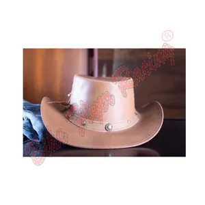 Topi kulit sapi asli untuk anak laki-laki, topi kulit asli dengan tali Hatband mewah, topi desain tingkat atas Conchos