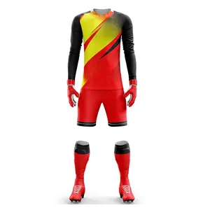 नवीनतम शैली गर्मियों गोलकीपर प्रशिक्षण पहनने कस्टम रंग फुटबॉल वर्दी sublimated फुटबॉल गोलकीपर सेट
