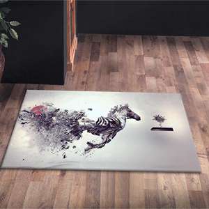 <b>Running</b> Surreal Zebra Rugs - Surrealist Printed Rug for Modern Home Decor,Luxury Velvet Rug - Product Image 5