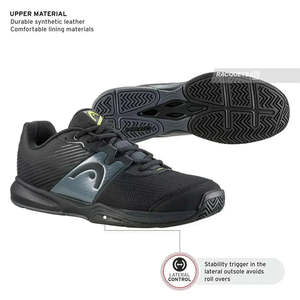 รองเท้าเทนนิสผู้ชายรุ่น Revolt Court สีดำ/เทา - รองเท้ากีฬาใส่สบายพร้อมซับในตาข่าย พื้นรองเท้าทำจากยาง/EVA สำหรับทุกฤดูกาล - Product Image 3