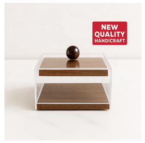 New Quality Handicraft Luxury Arabic Acacia Wood Acrylic Box Engraved <b>Islamic</b> Design Lid-Premium Ramadan <b>Gift</b> Storage Case for - Product Image 1