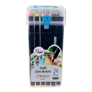 Masis ปากกามาร์กเกอร์วาดแบบ double-ended CM-PP24กล่องใส24สี - Product Image 1