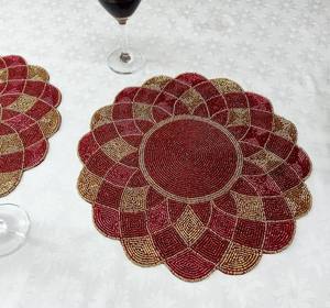 Sets de table classiques européens écologiques en nacre avec perles - Product Image 1