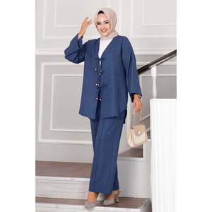 Hijab 2 pièces en dentelle indigo - Product Image 1