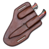 Ensemble de couteaux en acier Damas à lame unique de qualité industrielle OEM personnalisable, manche en Micarta, étui en cuir de qualité supérieure DD-DUO-107, pour l'extérieur