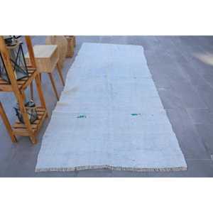 พรมวินเทจตุรกี ขนาด 4.5x10.6 ฟุต ลายดอกไม้สีขาว - Product Image 1