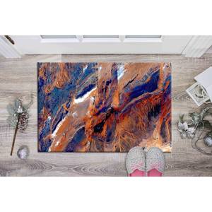 Navy Blue Rug, <b>Runner</b> Rug, Printed Rug for Bedroom, Front <b>Door</b>,Chenille Rug - Product Image 5