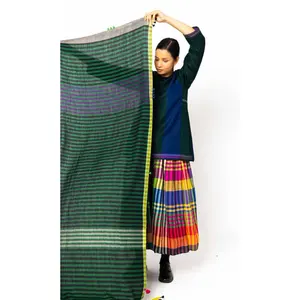 FOLKLORE 92 Jupe crayon plissée moderne en tissu de laine confortable et respirant, coton lavé brodé + laine, style uni - Product Image 2