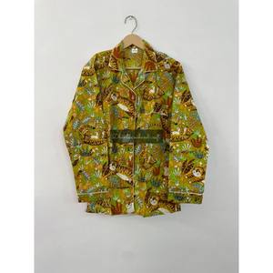 Wholesale Cotton Floral Summer Pyjama <b>Set</b> 2-Piece Trouser <b>Set</b> Unisex Women's Sleepwear Breathable Knitted Shirt Pajamas - Product Image 5