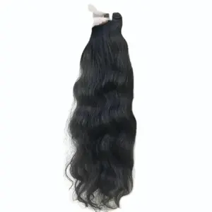 Extensions de cheveux humains ondulés indiens vierges | Double trame étirée non traitée | Cheveux indiens en vrac en gros pour les fournisseurs de perruque et de tissage - Product Image 1