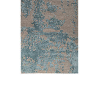 Alfombra Rectangular de Lana y Seda de Bambú Tejida a Mano en Gris y Negro, Diseño Abstracto para el Hogar o el Pasillo de Adolescentes, Modelo 3D-Esk-431 - Product Image 4