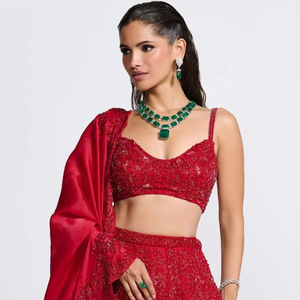 Femmes Floral dégradé imprimé dessiné à la main Style traditionnel Lehenga Choli coupe régulière tenue de fête adultes taille 2XL indien pakistanais - Product Image 1