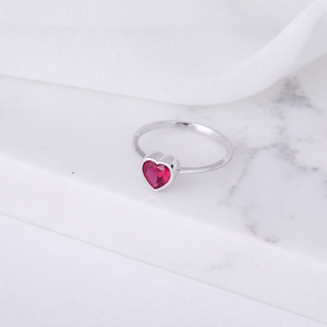 Anillo de Oro Puro de 10K/14K con Rubí Natural en Forma de Corazón, con Engaste de Bisel, Delicado y Clásico, Certificado por IGI, Regalo Romántico - Product Image 5