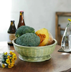 Panier de rangement en bambou tissé à la main-Plateau de décoration rustique élégant avec motifs pour servir des fruits ou des légumes - Product Image 6