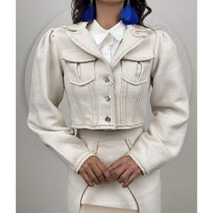 1027 TWEETS Winter <b>Tweed</b> <b>Skirt</b> with Slit Set - Product Image 4