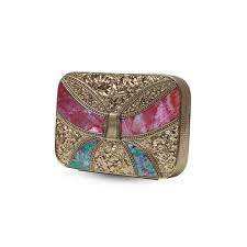 Bolso de mano de latón y nácar hecho a mano indio tradicional Bolso de mano de diseñador con acabado de nácar natural - Product Image 2