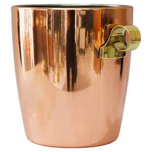 Standing Hammered Copper Ice Bucket Round Metal Industrial Style Handmade Beverage Cooler Barware Wine Cooler - Product Image 2