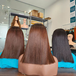 Offre Spéciale perruque de cheveux humains bruts vierges vietnamiens de couleur brune dentelle sans colle longue longueur avant fermeture à double tirage - Product Image 5